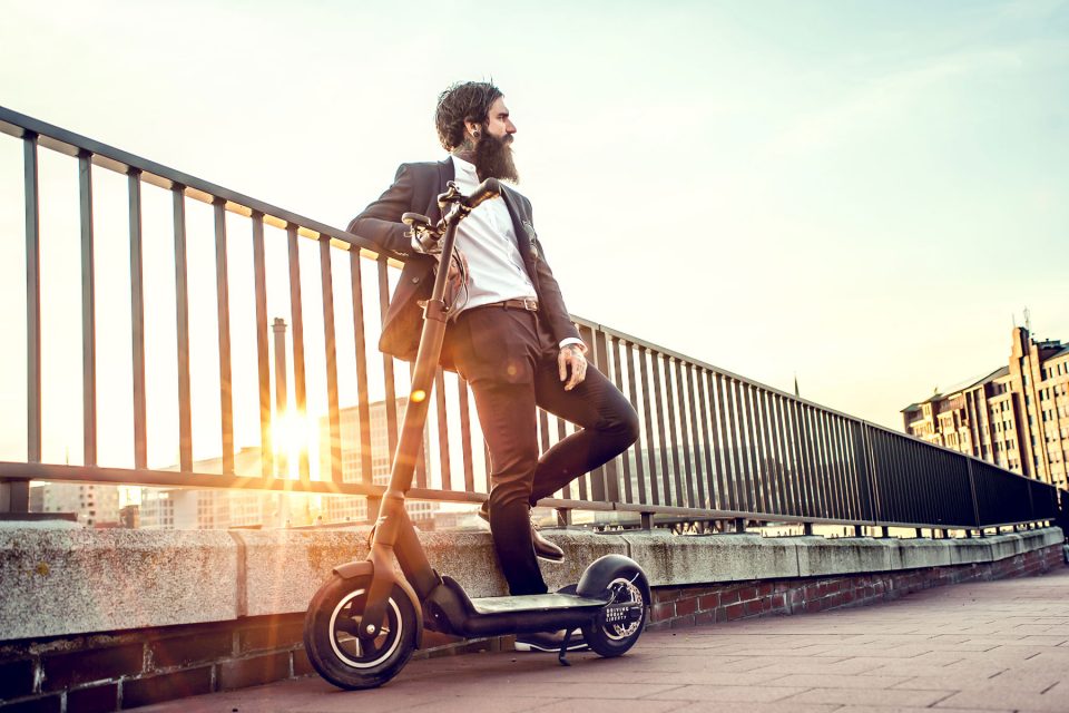Imagefotos des E-Roller E-Scooter Egret von Walberg Urban Electrics Sonnenuntergang