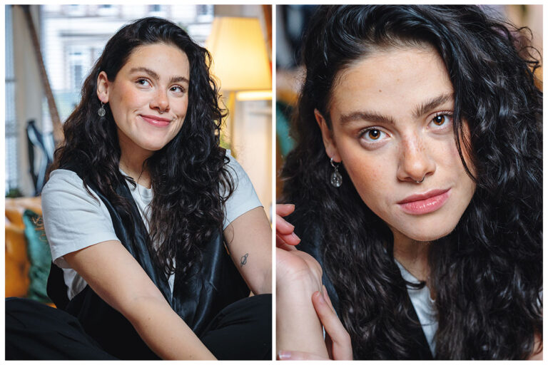 portrait female queer person mit unscharfen Hintergrund