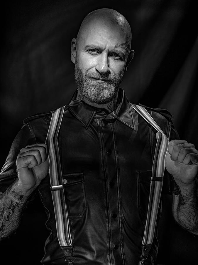 Türsteher und Security-Unternehmer Michael Albrecht, St. Paulianer , in schwarzweiss, klassische französische Portraits der 50er und 60er Jahre, neu interpretiert.